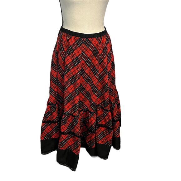 Vintage 80s Carefree Fashions Skirt Red Plaid Square Dance Dress Peasant Medium - Picture 2 of 6
